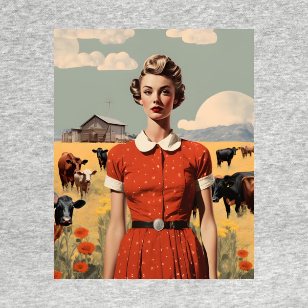 Vintage Farm Girl Pin Up Collage - Retro Chic Art Print by The Whimsical Homestead